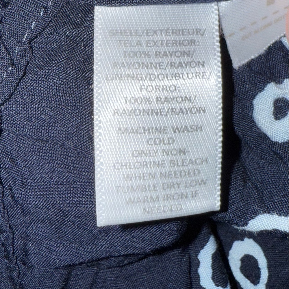 Loft Navy Blue Pattern Button Down Mini Dress Wit… - image 6